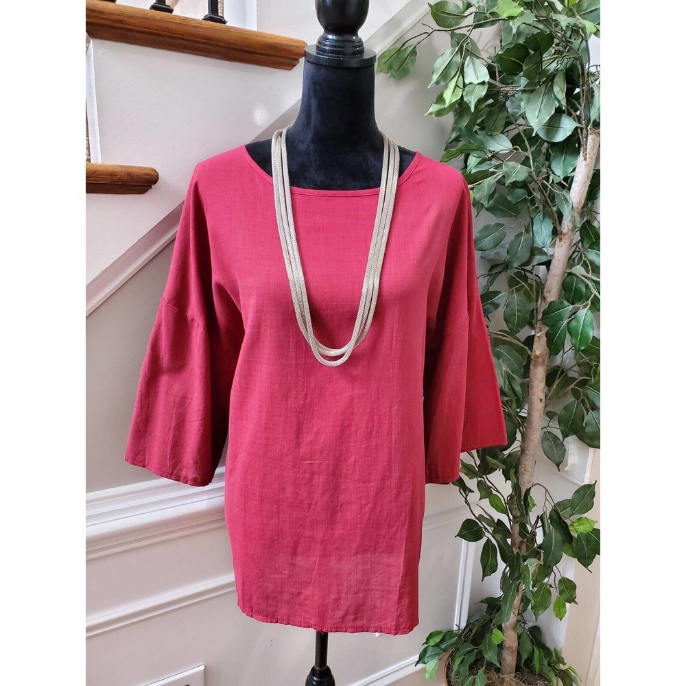 SHEIN Women's Red Polyester Round Neck Long Sleeve Casual Top Blouse Size XL